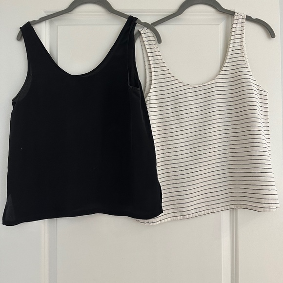 Two Pack Madewell Tanks: Silk Black & Linen Stripe - Picture 1 of 2